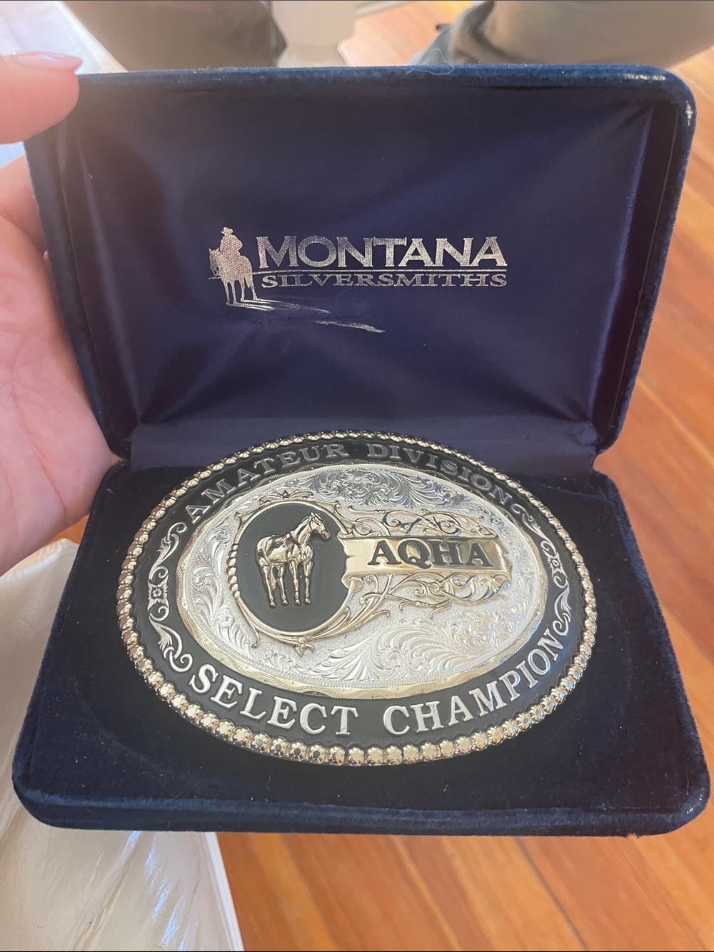 Montana Silversmiths AQHA Select Champion Belt Buckle - Silver and Black